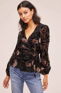 Velvet Burnout Wrap Top