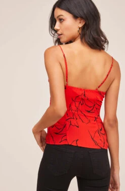 Button Front Floral Wrap Cami 9 Button Front Floral Wrap Cami -Astr The Label Shop AT15468 RED SKETCH FLORAL 4