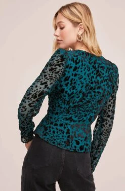 Burnout Leopard Wrap Top 9 Burnout Leopard Wrap Top -Astr The Label Shop AT15511B TEAL BLACK LEOPARD 4