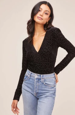 Deep V Leopard Burnout Bodysuit