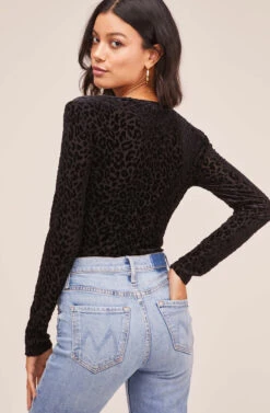 Deep V Leopard Burnout Bodysuit 11 Deep V Leopard Burnout Bodysuit -Astr The Label Shop AT15571B BLK BURNOUT LEOPARD 4