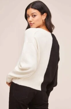 Tandem Color Block Sweater -Astr The Label Shop AT15602 BLACK IVORY 5