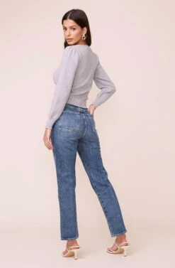 Long Sleeve Sweetheart Sweater -Astr The Label Shop AT15644 003 HEATHERGREY 4