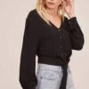 Tie Front Top -Astr The Label Shop AT15667 BLACK 3