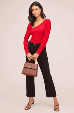 Esme Asymmetrical Neck Bodysuit -Astr The Label Shop AT15761 RED 2