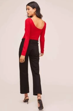 Esme Asymmetrical Neck Bodysuit -Astr The Label Shop AT15761 RED 5