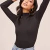 Mere Mock Neck Bodysuit 2 Mere Mock Neck Bodysuit -Astr The Label Shop AT15764 BLACK 3