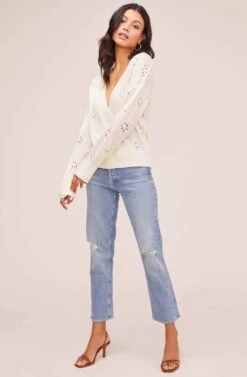 Stephanie Pointelle Wrap Sweater -Astr The Label Shop AT15838 IVORY 2