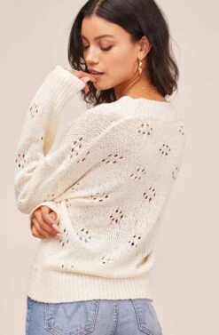 Stephanie Pointelle Wrap Sweater -Astr The Label Shop AT15838 IVORY 6