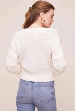 Ruched Sleeve Sweater -Astr The Label Shop AT15979 OFF WHITE 5