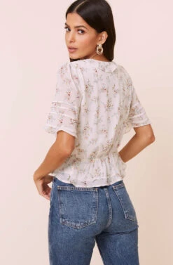 Wrap Front Ruffle Top -Astr The Label Shop AT16080 003 IVORYFLORAL 5