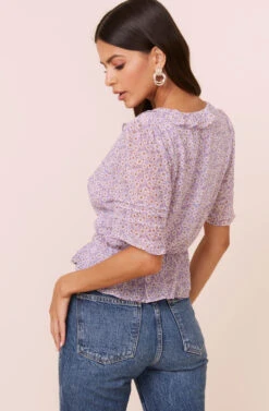Wrap Front Ruffle Top -Astr The Label Shop AT16080 003 LAVENDERFLORAL 4