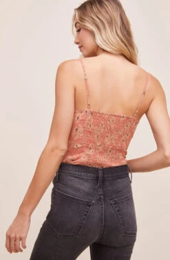 Ruffled Shirred Cami -Astr The Label Shop AT16223 CLAY FLORAL 10