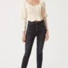 Long Sleeve Ruched Button Front Top