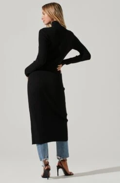 Hi Slit Turtleneck Sweater -Astr The Label Shop AT16295 BLACK 5