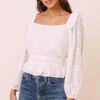Long Sleeve Crinkle Top -Astr The Label Shop AT16317 CREAM 1