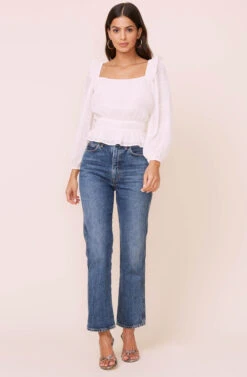 Long Sleeve Crinkle Top 9 Long Sleeve Crinkle Top -Astr The Label Shop AT16317 CREAM 2