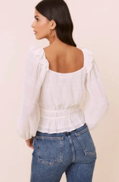 Long Sleeve Crinkle Top 11 Long Sleeve Crinkle Top -Astr The Label Shop AT16317 CREAM 4