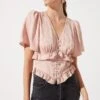 Short Sleeve Ruffle Hem Top -Astr The Label Shop AT16334 BLUSH 986