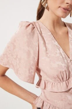 Short Sleeve Ruffle Hem Top -Astr The Label Shop AT16334 BLUSH 987