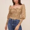 Square Neck Ruched Floral Top