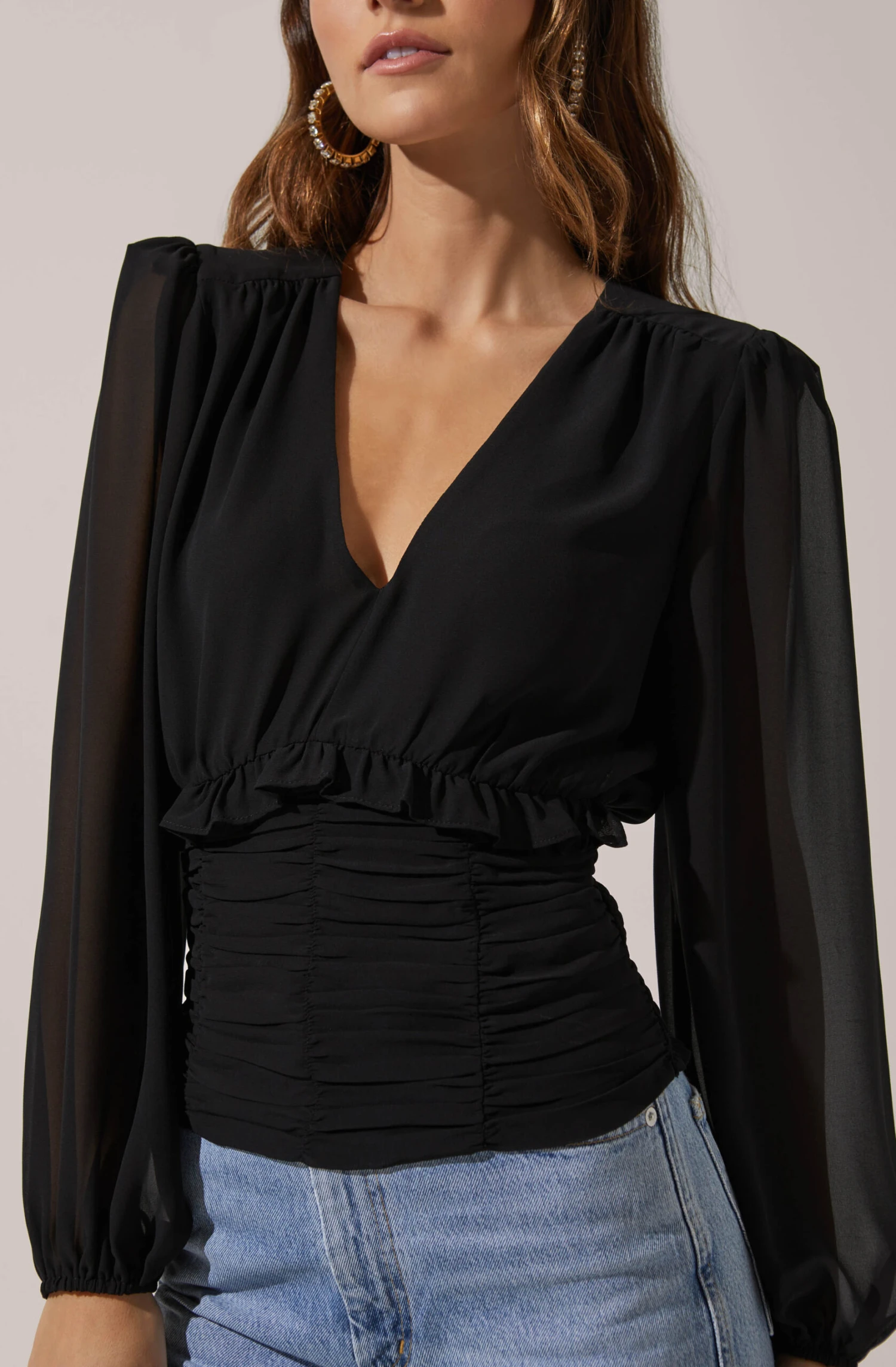 Ruched Bodice Long Sleeve Top 5 Ruched Bodice Long Sleeve Top - Image 3