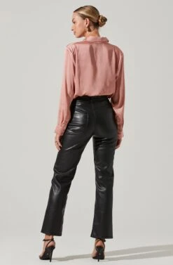 Long Sleeve Button Front Shirt -Astr The Label Shop AT16661 BLUSH 5