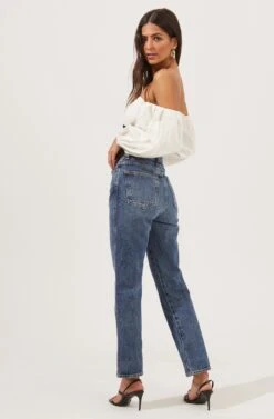 Off The Shoulder Long Sleeve Bodysuit -Astr The Label Shop AT16671 BLACK IVORY 4