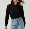 Volume Shoulder Sweatshirt 2 Volume Shoulder Sweatshirt -Astr The Label Shop AT16708L BLACK 2