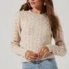 Long Sleeve Pearl Sweater -Astr The Label Shop AT16786 CREAM 0164