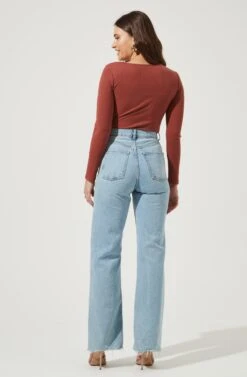 Front Cut Out Bodysuit -Astr The Label Shop AT16817 MARSALA 3