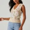 Floral Pattern Sweater Vest -Astr The Label Shop AT16821C PINKBEIGEFLORAL 2