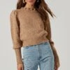 Scallop Hem Pom Pom Neck Sweater -Astr The Label Shop AT16922 BISCUIT 0138