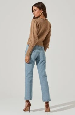 Scallop Hem Pom Pom Neck Sweater -Astr The Label Shop AT16922 BISCUIT 0150