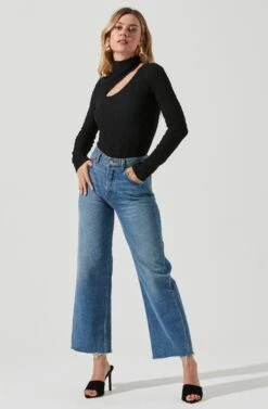 Slit Mock Neck Top 20 Slit Mock Neck Top -Astr The Label Shop AT16954 BLACK 1