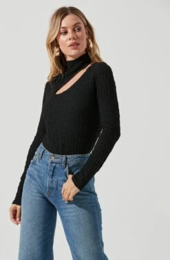Slit Mock Neck Top 22 Slit Mock Neck Top -Astr The Label Shop AT16954 BLACK 3