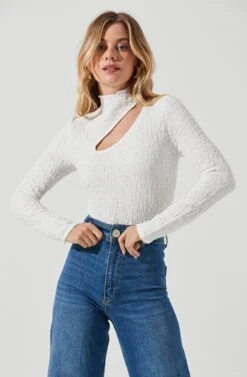 Slit Mock Neck Top 24 Slit Mock Neck Top -Astr The Label Shop AT16954 IVORY 2