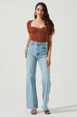 Hook & Eye Bodysuit -Astr The Label Shop AT16960 BROWN 1