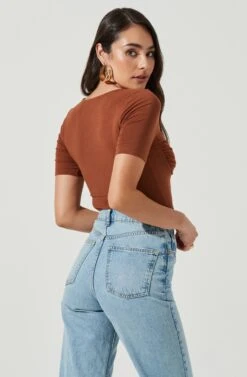 Hook & Eye Bodysuit -Astr The Label Shop AT16960 BROWN 4