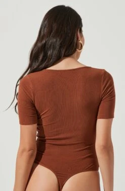 Hook & Eye Bodysuit -Astr The Label Shop AT16960 BROWN 5