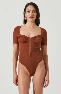 Hook & Eye Bodysuit -Astr The Label Shop AT16960 BROWN 6