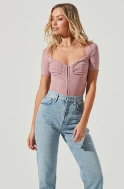 Hook & Eye Bodysuit -Astr The Label Shop AT16960 PINK 2