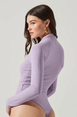 Long Sleeve Cutout Bodysuit 29 Long Sleeve Cutout Bodysuit -Astr The Label Shop AT16961 PURPLE 9