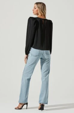 Puff Shoulder Long Sleeve Top -Astr The Label Shop AT16964 BLACK 3