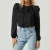 Puff Shoulder Long Sleeve Top 1 Puff Shoulder Long Sleeve Top -Astr The Label Shop AT16964 BLACK 6