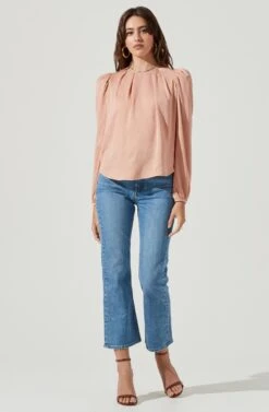 Puff Shoulder Long Sleeve Top -Astr The Label Shop AT16964 BLUSH 1