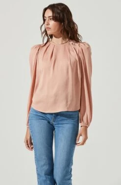 Puff Shoulder Long Sleeve Top -Astr The Label Shop AT16964 BLUSH 2