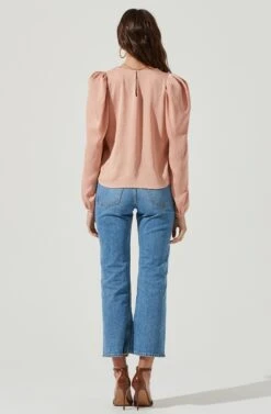 Puff Shoulder Long Sleeve Top -Astr The Label Shop AT16964 BLUSH 3