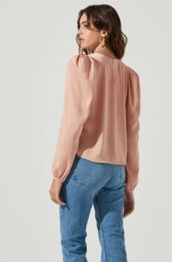 Puff Shoulder Long Sleeve Top -Astr The Label Shop AT16964 BLUSH 4
