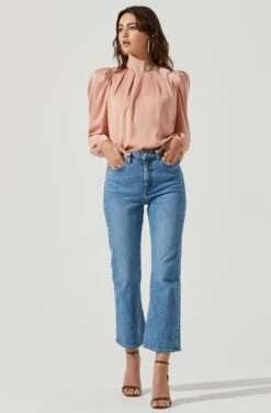 Puff Shoulder Long Sleeve Top -Astr The Label Shop AT16964 BLUSH 5